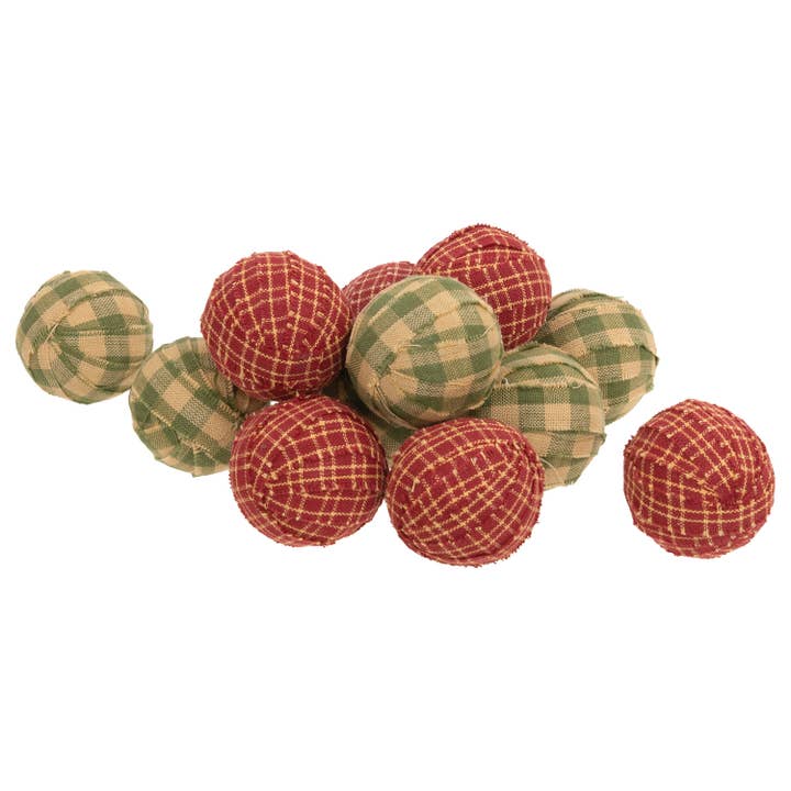 12/Set, kleine primitieve lappenballen met gingham voor wholesale door The Hearthside Collection