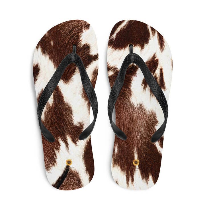 SUNFLOWER DREAMS BOUTIQUE - Wholesale Flip Flops - Women's - Cowhide Print Flip-Flops