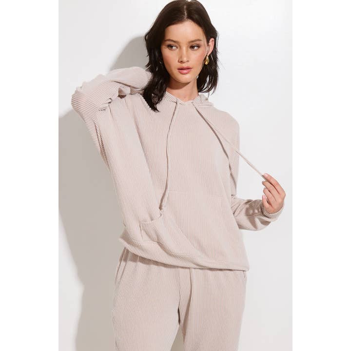 Conjuntos de sudadera con capucha acanalada vendidos para ropa de salón para venta al por mayor de Phil Love