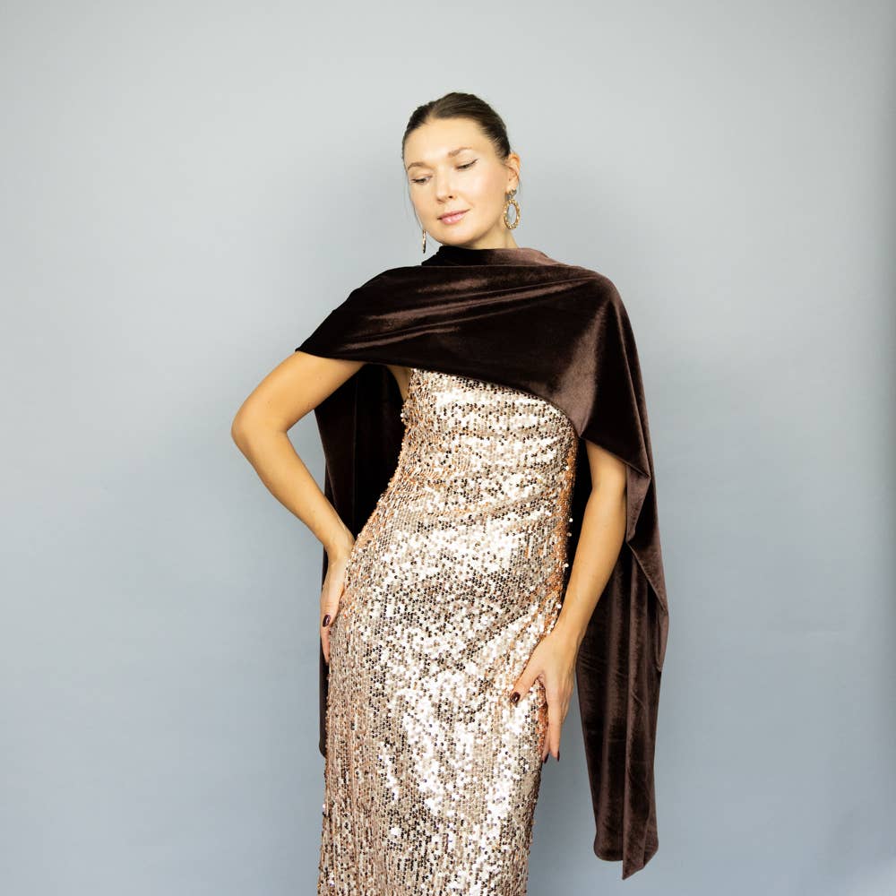 BridalSpain - Wholesale Wrap - Women's - Brown Velvet Wrap Shawl Bolero for Winter Weddings and Gifts5