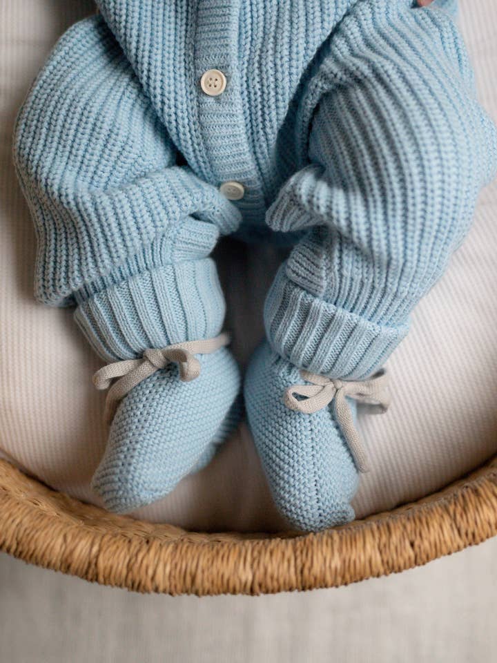 Chaussons en Tricot | Bleu Côtier pour la vente par Brave Little Lamb the Label