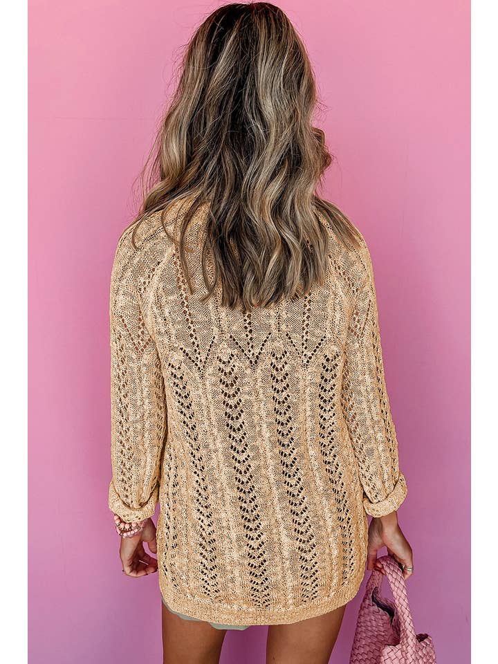 Amaryllis Apparel - Wholesale Cardigan - Women's - Solid Open Knit Cardigan4