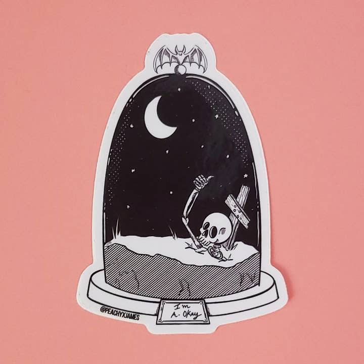 A-Okay - Autocollant en vinyle pour terrarium de cimetière (noir et blanc) pour la vente par PeachyxJames