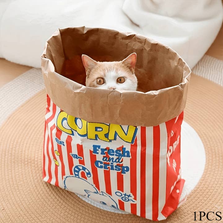 DIYSTORE - Vente Jouet – chat - Jouet pour chat durable et amusant : sac de pop-corn cartoon pour interagir et jouer avec votre chat ou chien - sans piles requises