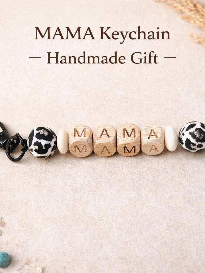MAMA Beaded Keychain for wholesale by Crimson and Lace LLC