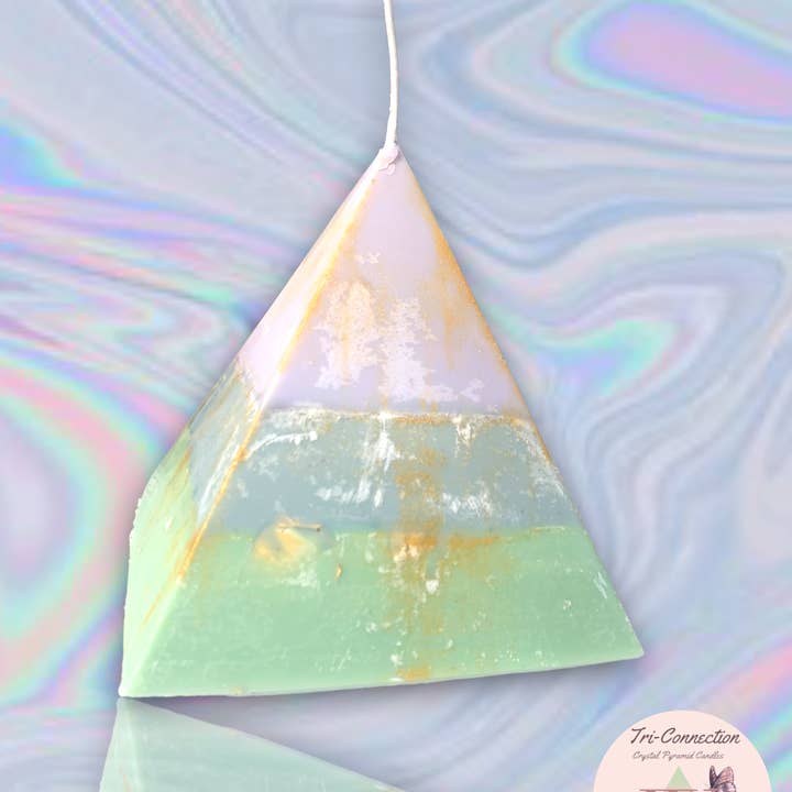Tri-Connection Pyramid Crystal Candle for wholesale by Well-Phoria