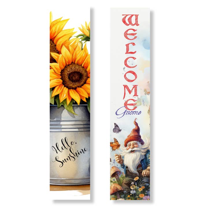 Works of Heart - Wholesale Outdoor Sign - Hello Sunshine/Welcome Gnome Reversible Porch Board