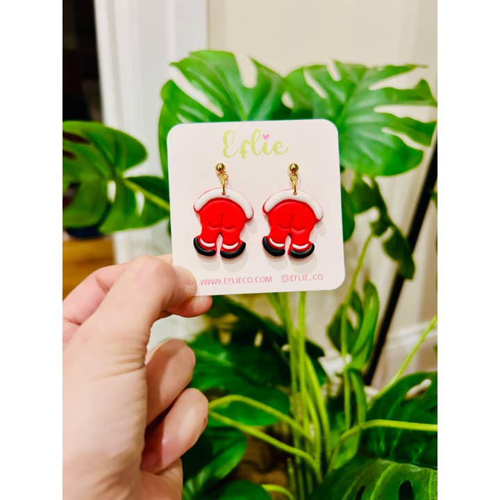Eflie - Wholesale Dangle Earrings - Santa Claus Behind Christmas Funny Earrings Gift Idea Holida