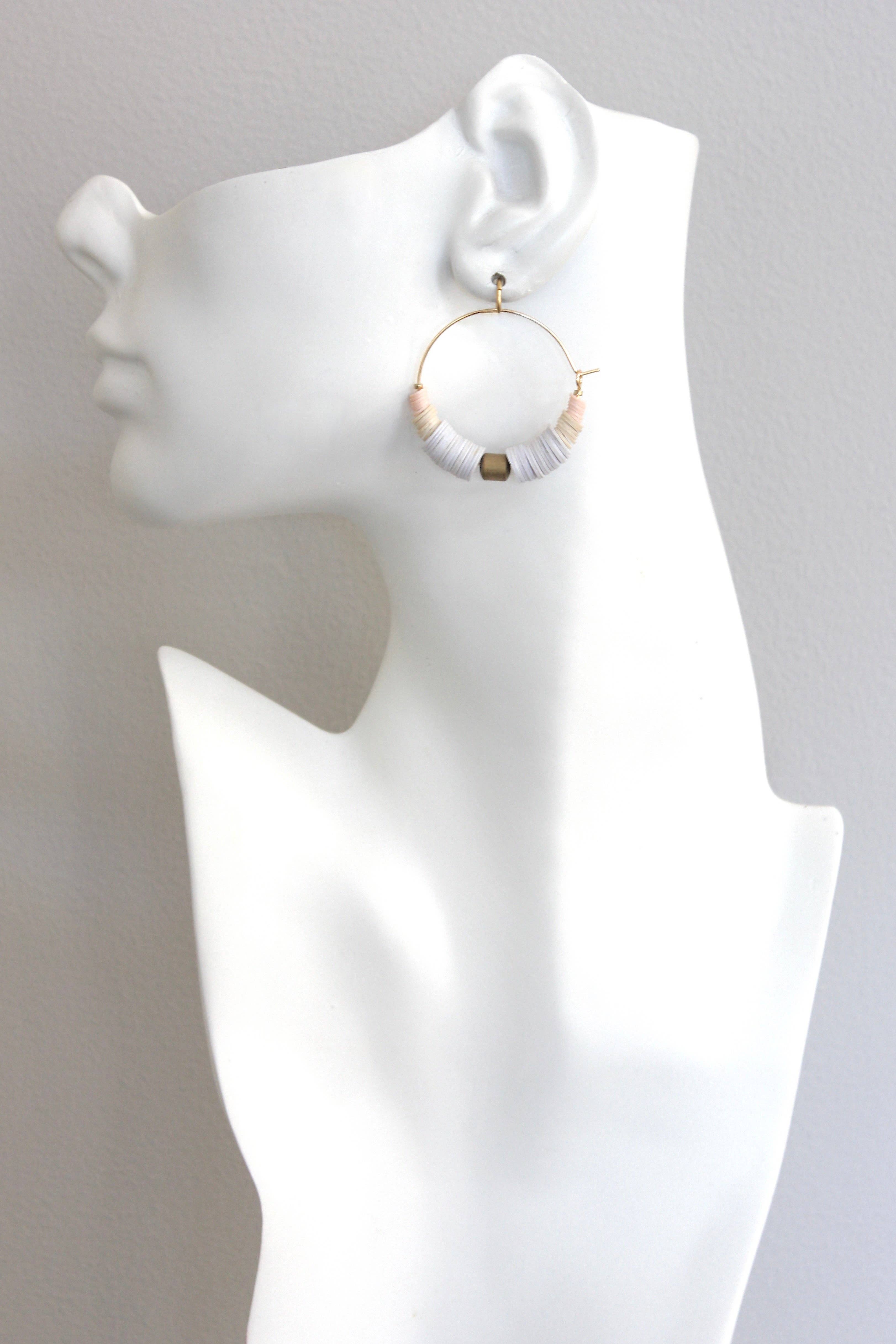David Aubrey Jewelry - Wholesale Hoop Earrings - ISLE08 White and cream hoop earrings1