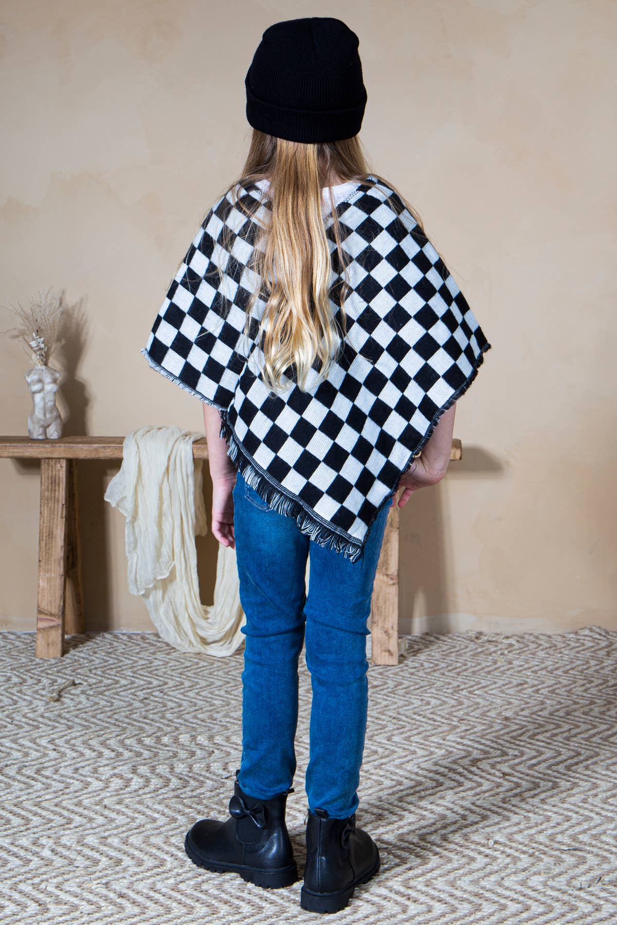 Loven x Mini Momo - Wholesale Mommy & Me Sets - Mommy and Me Matching Cape Blanket Poncho - Checkered5