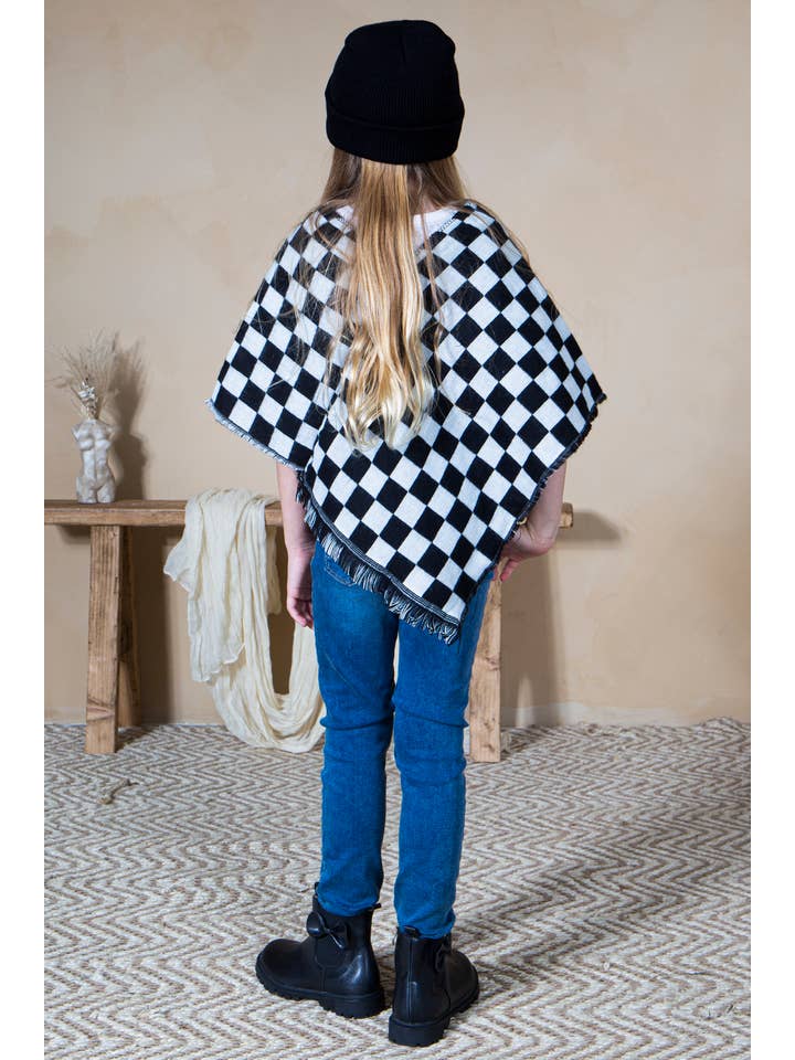 Mini Momo – wholesale Mommy & me sets – Mommy and Me Matching Cape Blanket Poncho - Checkered5