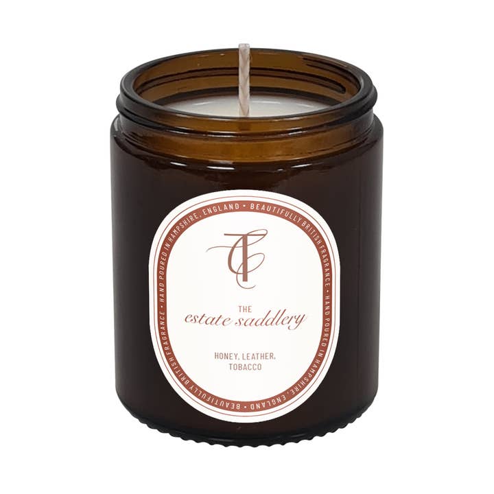 COAST & COUNTRY-Estate Saddlery 150g Glass Soy Wax candle for wholesale by The Country Candle Co.