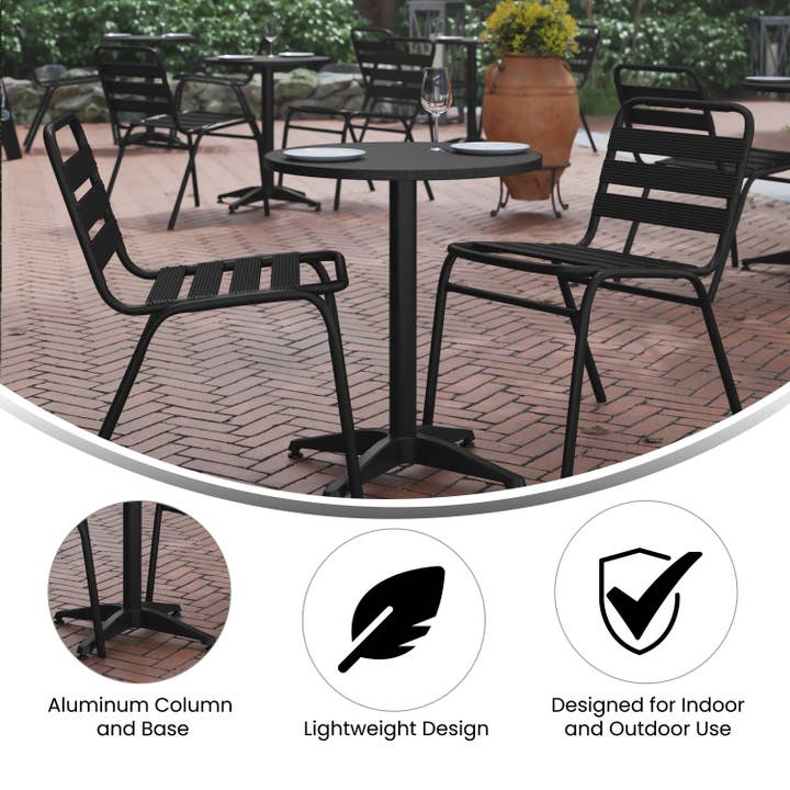 23.5RD Black Metal Indoor-Outdoor Table w/ Base for wholesale on Faire3