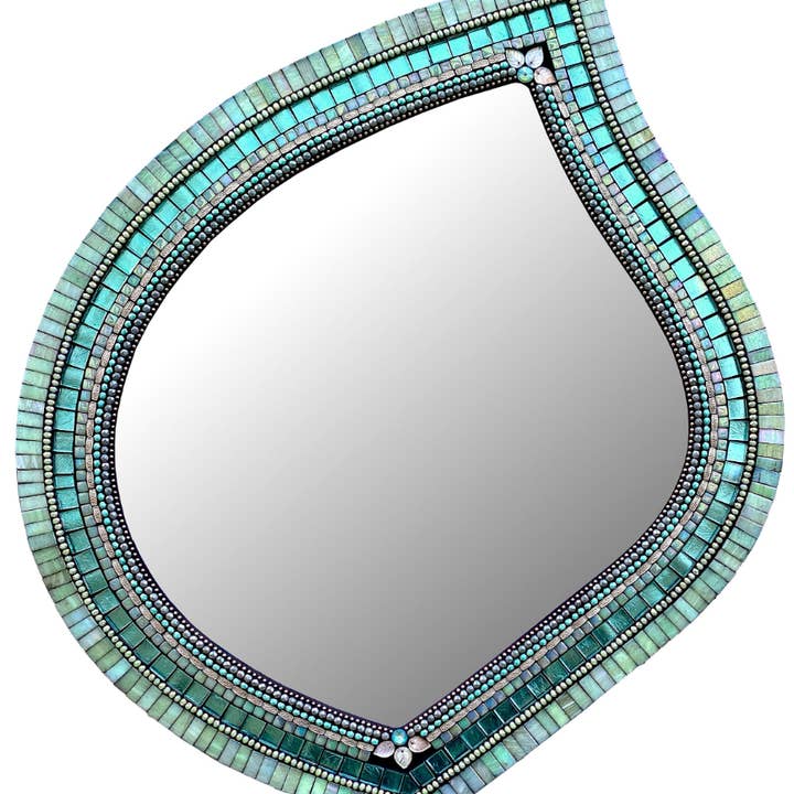 Zetamari Mosaic Artworks – Engroshandel Vægspejl – Blad: Seafoam1