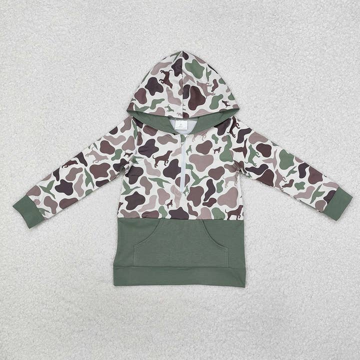 Baby Boys Dogs Hunting Camouflage Hooded Pocket Tops for wholesale by Aier Wholesale