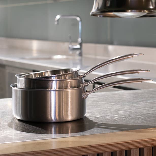 Set 3 triply stainless steel pots 16/18/20cm - induction for wholesale by Menastyl