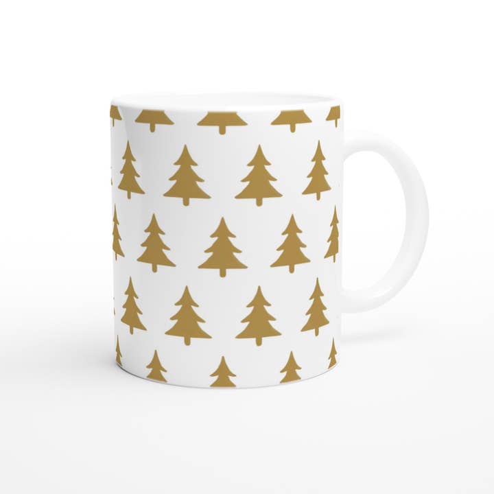 Aminelle & Willow - Wholesale Coffee mug - Festive Gold Christmas Tree Design Ceramic Mug1
