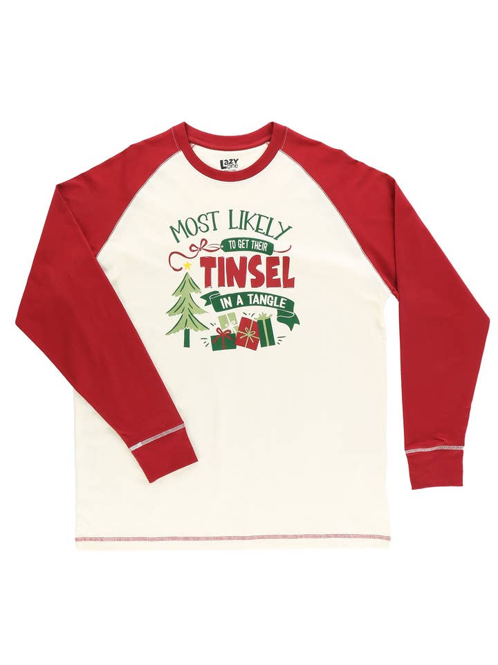Tinsel Tangle Men's PJ Tee for wholesale by Lazy One