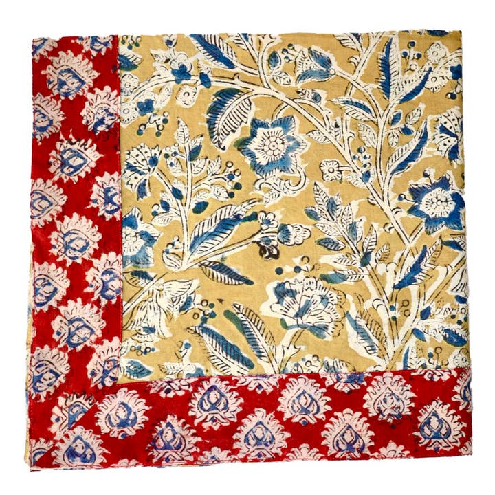 White Lotus Fashions - Wholesale Bandana - Women's - Golden Garden - Appliqué Border Bandana (KK1485)