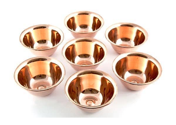 GREENROOTS USA LLC - Wholesale Meditation Supplies - 7 Pieces Tibetan Copper Offering Bowls Set - 3.25"D0