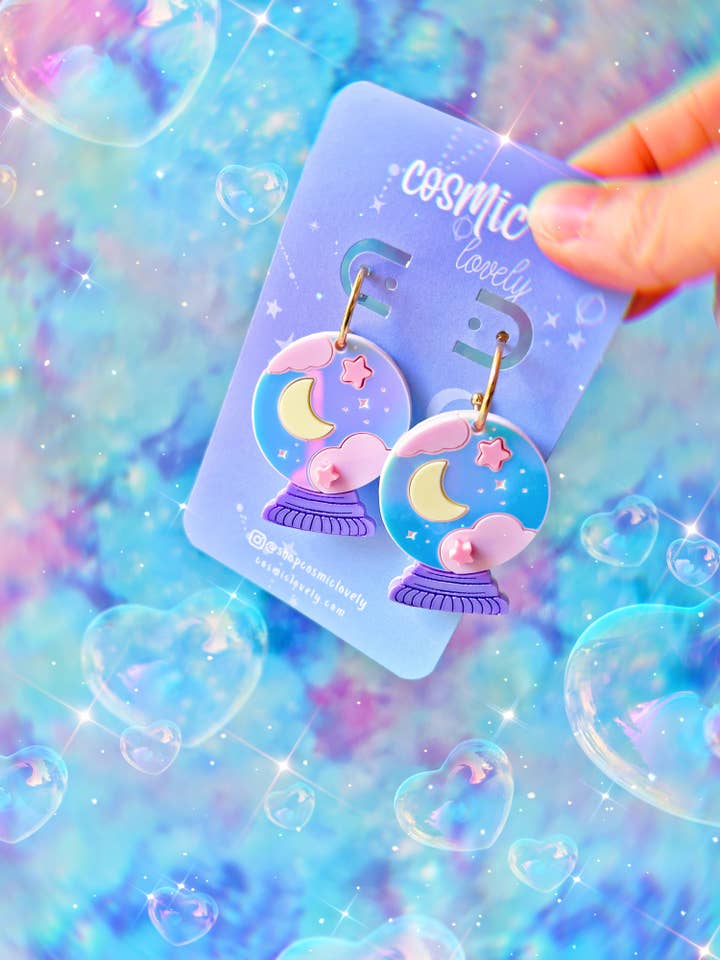 Pendientes iridiscentes con forma de bola de cristal para venta al por mayor de Cosmic lovely