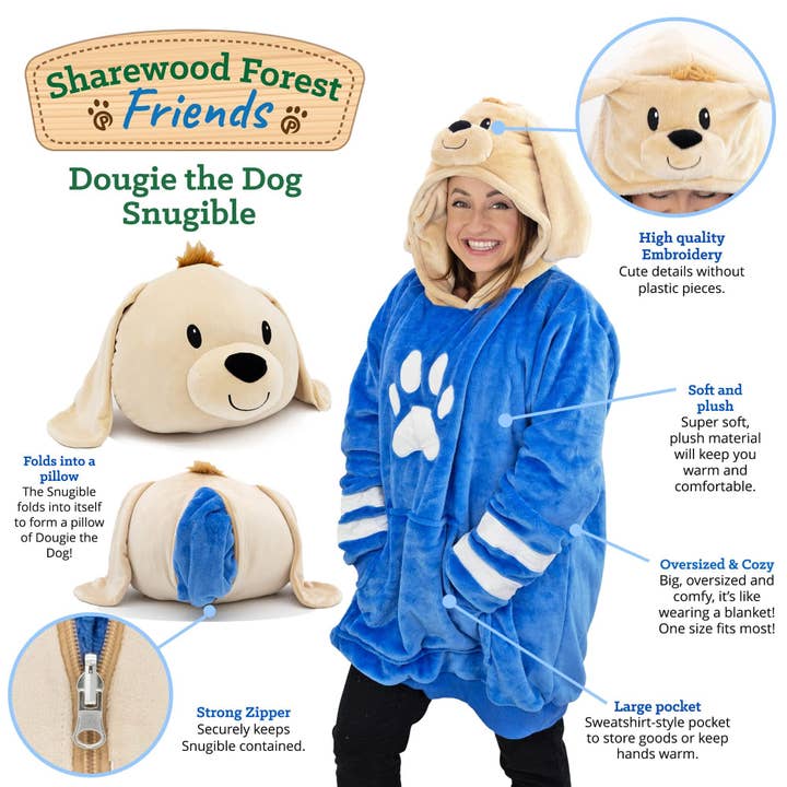 OrangeOnions - Wholesale Hoodie - Unisex - Dougie Dog Adult Snugible | Blanket Hoodie & Pillow
