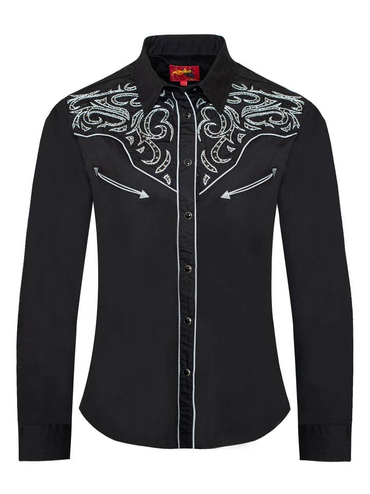 Camisas femininas com bordado ocidental cravejado em diamante por atacado de Rodeo Clothing