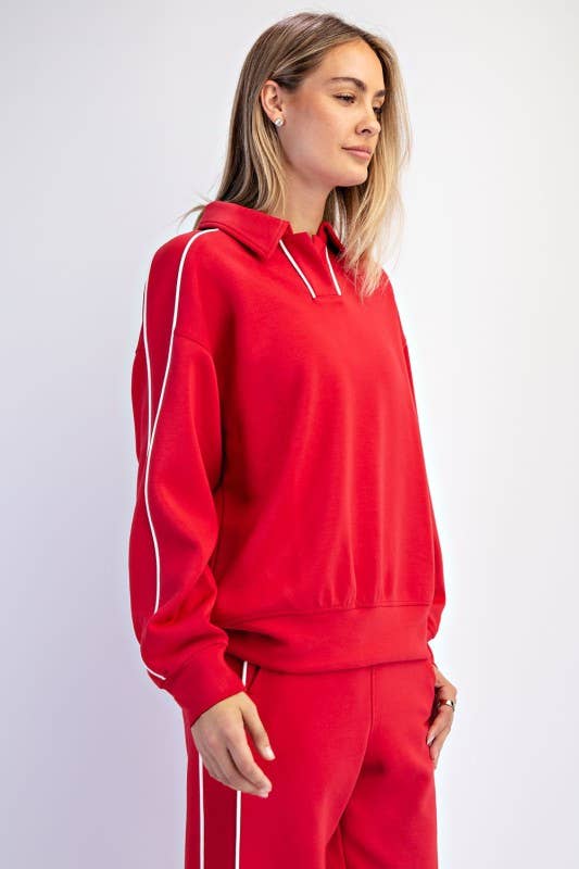 Sunday Morning - Vente Polo – femme - T580037-Polo à manches longues en modal scuba avec double passepoil5