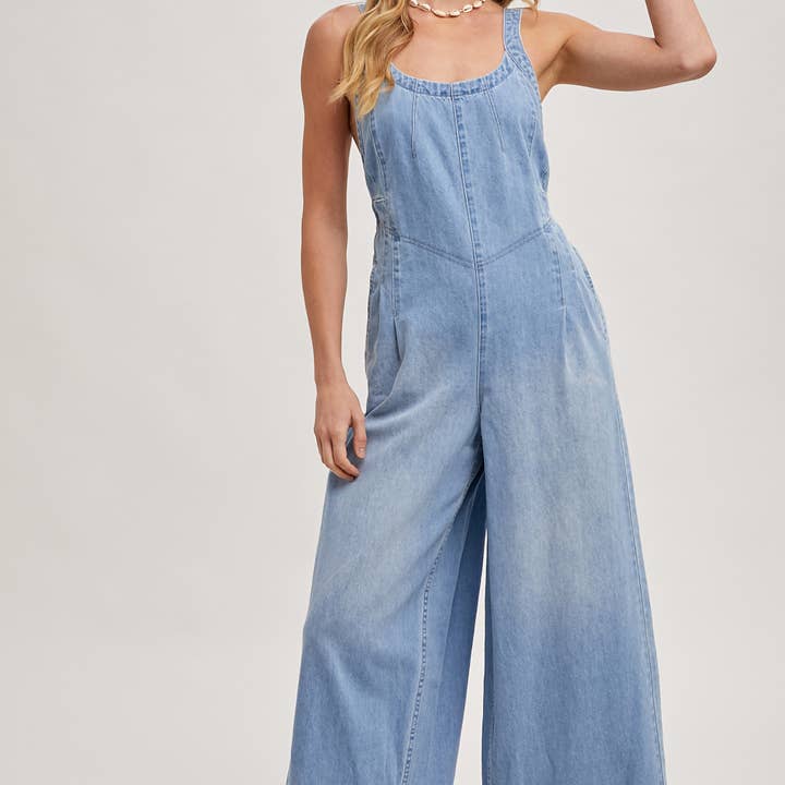 Overall Pinafore Dress Women's Cotton Barrel Overall Dress Loose