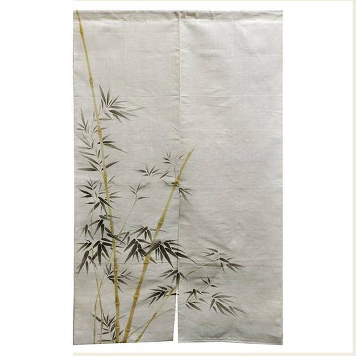 White Bamboo Linen Noren for wholesale by T-Trove Asian Decor