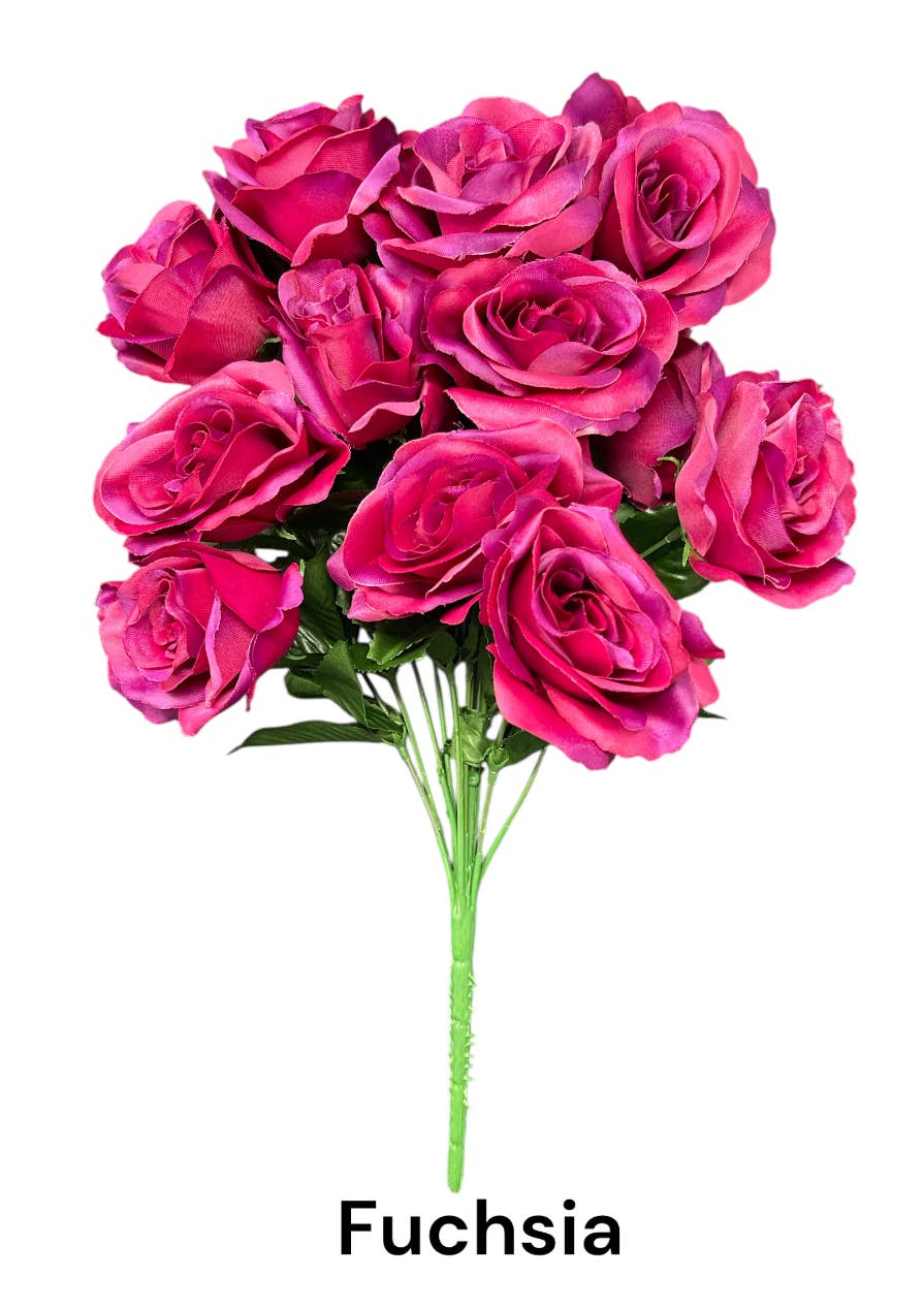 Thompson Wholesale - Wholesale Artificial Flowers - Color Fast Lillian Open Rose Bush (30 PK)18