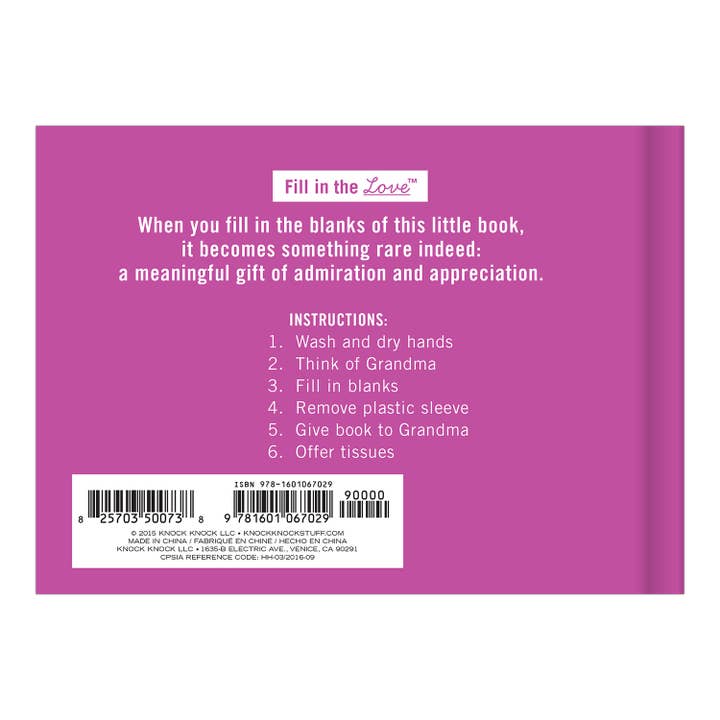 Knock Knock - Wholesale Book - Adult - What I Love about Grandma Fill in the Love® Book