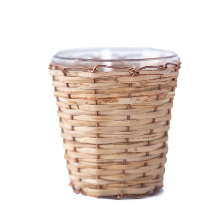 Heritage Lace - Wholesale Candle Holder - Farmhouse Bamboo Copper Glass Votives Candle Holder Set of 30