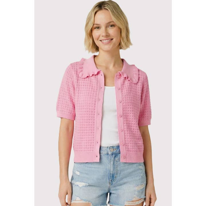RUFFLE COLLAR BUTTON DOWN CARDIGAN for wholesale by STACCATO