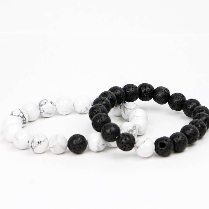 Juego de 2 pulseras elásticas de lava y turquesa natural para parejas para venta al por mayor de Bohemian Bracelets