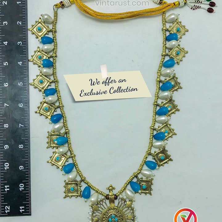 vintarust - Vente Parures de bijoux - Parure de bijoux Tribal avec perles et grand motif doré3