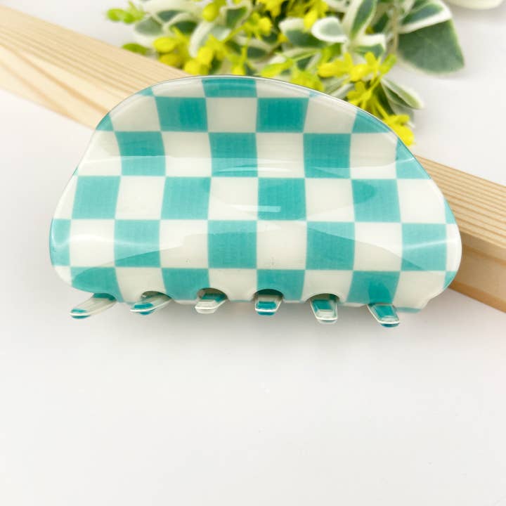 TheDivaSoap - Wholesale Hair Clip - Women's - Checkerboard semicircle hair claw clip2
