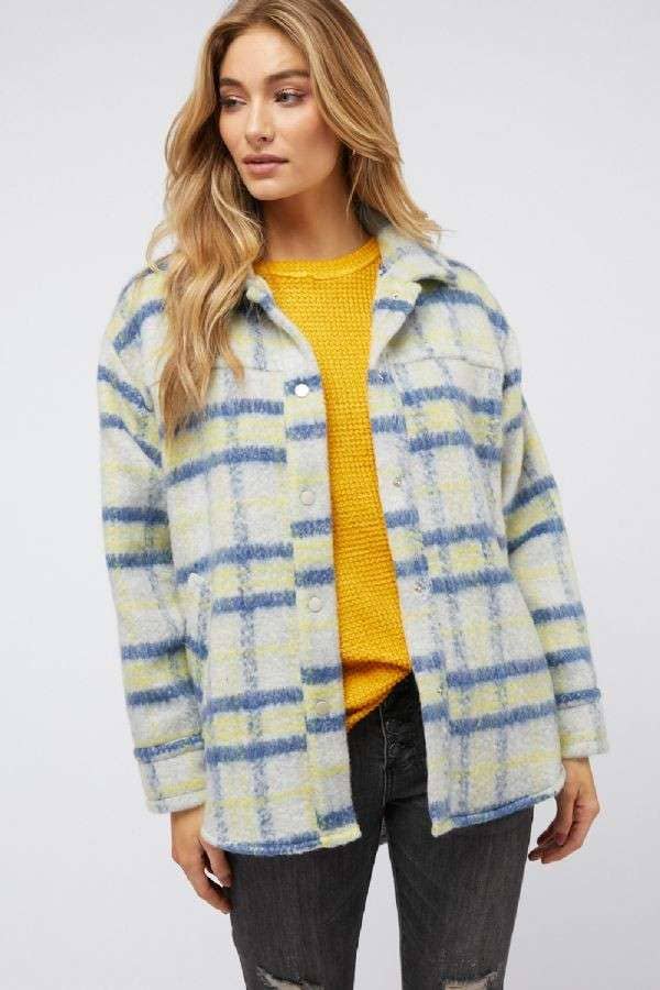 Davi & Dani - Wholesale Jacket - Women's - PLUS PLAID BUTTON DOWN JACKET2