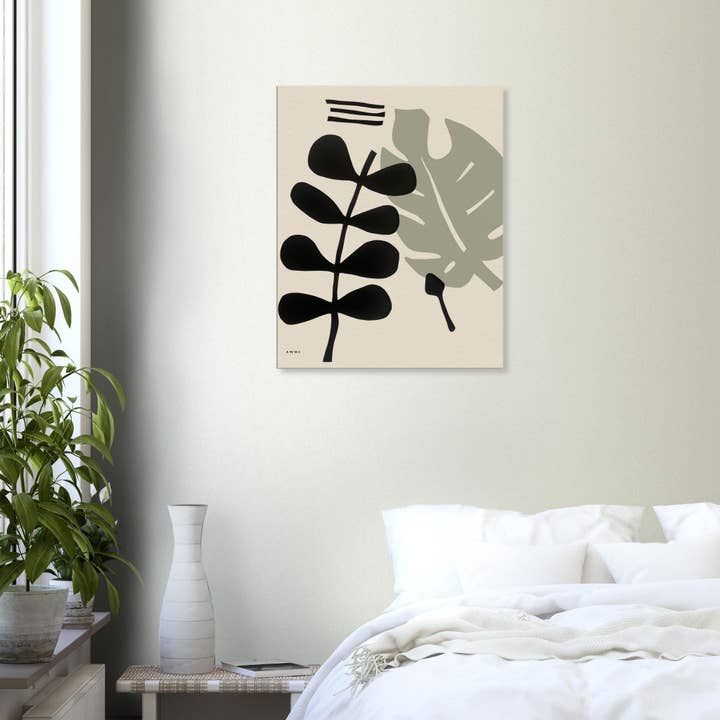 Creations Awol - Wholesale Art Print - Tropical Plant Art With Graphic Leaves: Canvas Art Print
