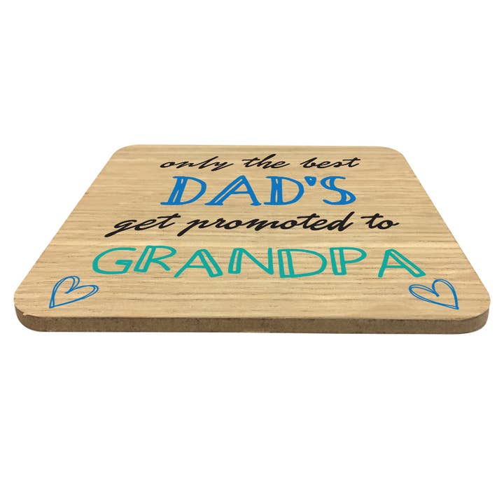 Close to the Bone Greeting Cards and Gifts - Wholesale Coasters - Promoted To Grandpa | Coaster / Drinks Beer Mat / Oak Veneer
