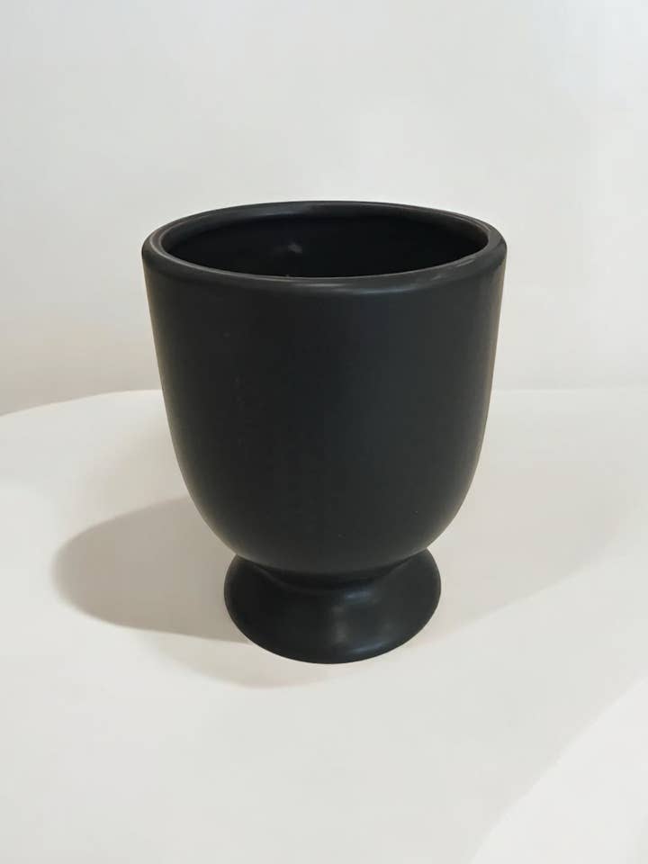Matte Black Pedestal Ceramic Vase – Modern Floral Vase for wholesale by Posies