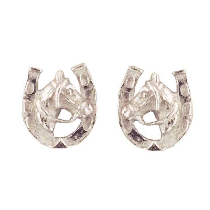 Pregos de orelha em ferradura com cabeça de cavalo revestido de prata 925 por atacado de Janusch