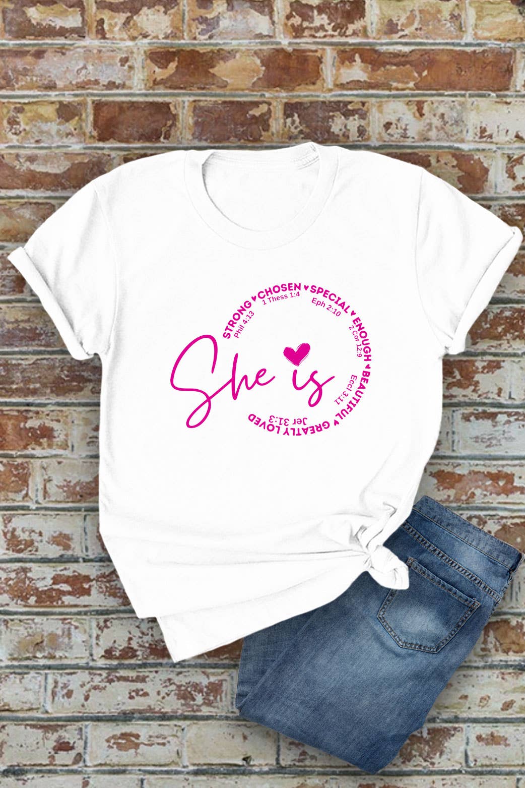 Top Avenue - Wholesale Screen Printed T-Shirt - Women's - She Is Strong Chosen Special, Unisex Round Neck T-Shirt1
