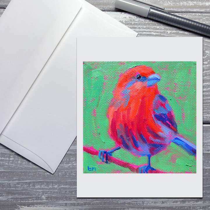 Summer Tanager 1 Note Card with Envelope for wholesale by Betsy McLellan Art
