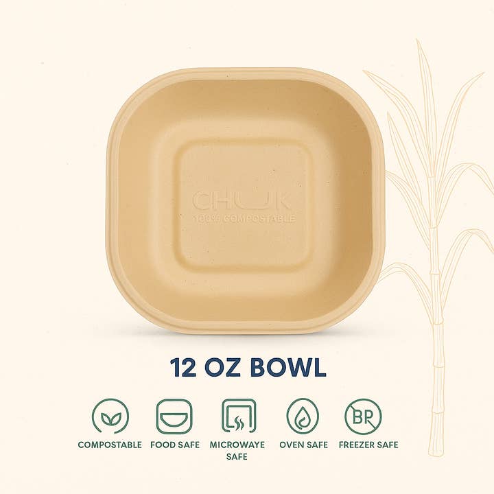 Bols de 360 ml (Caisse de 1050 | 42 x 25 paquets) - 100 % compostables fabriqués à partir de bagasse de canne à sucre pour la vente par Nutribite EcoWare