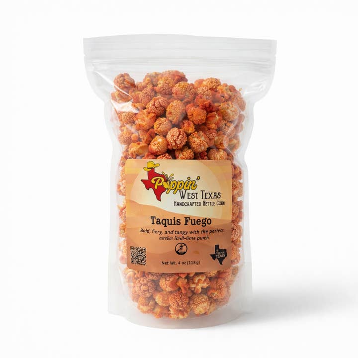 Taquis Fuego Popcorn - 9 cups for wholesale by Poppin' West Texas
