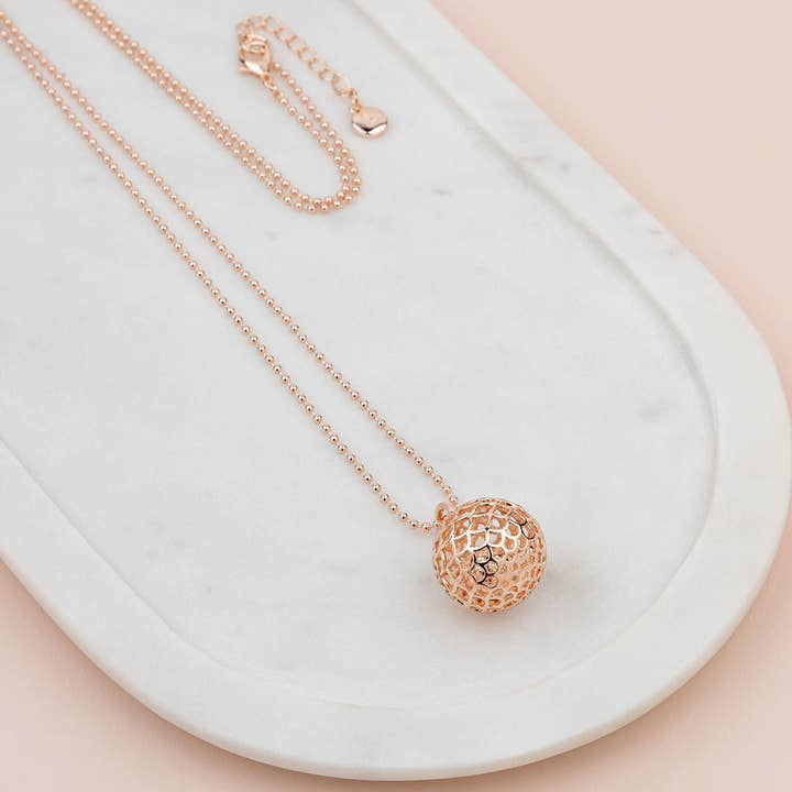 Lillyco AUSTRALIA - Wholesale Pendant/Charm Necklace - Rose Gold Happy Harmony Ball Necklace + FREE EARRINGS | L1855NRG + 372ERG