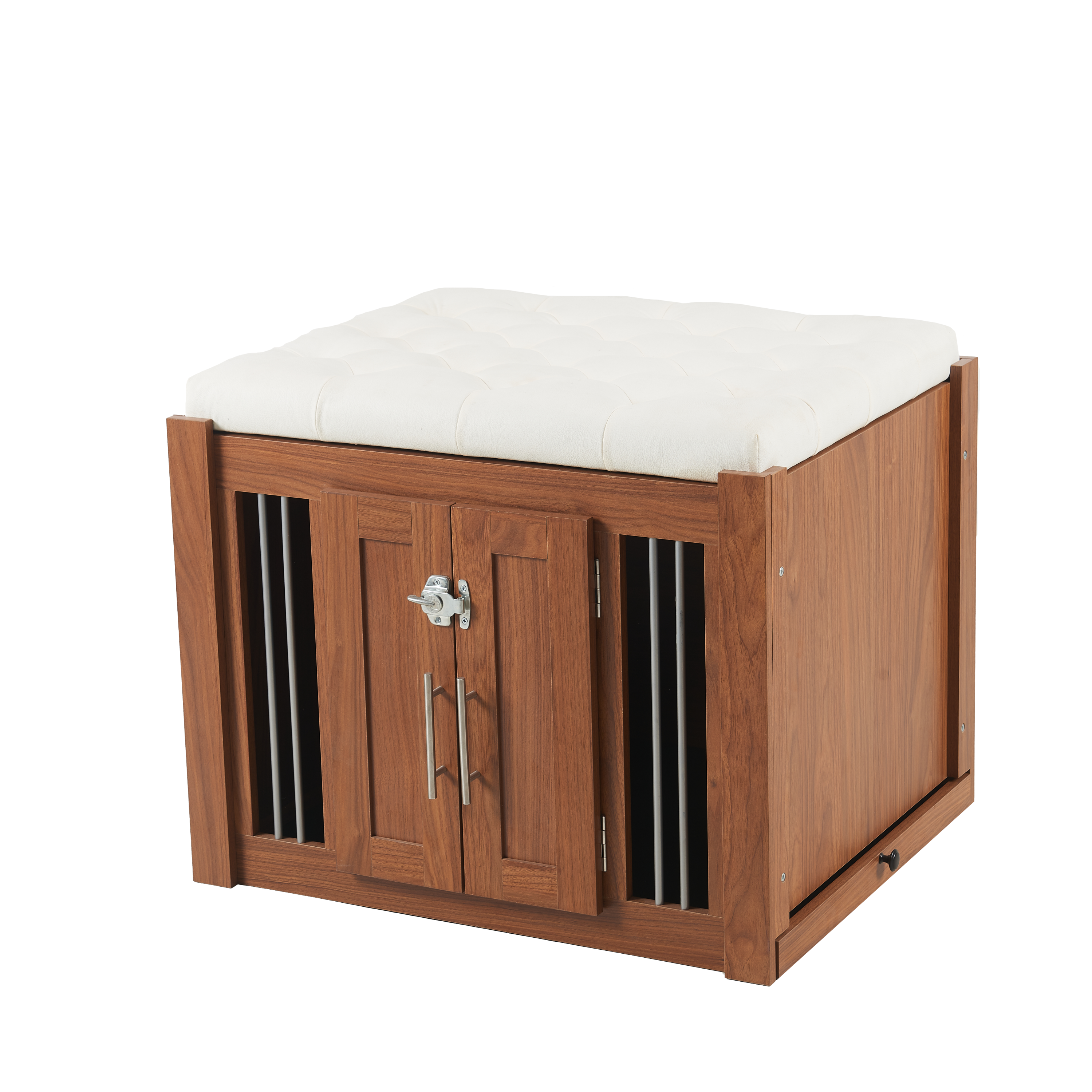 39F Inc. - Wholesale Ottoman - 2-in-1 Dog Crate & End Bench with Padded Seat, Walnut15