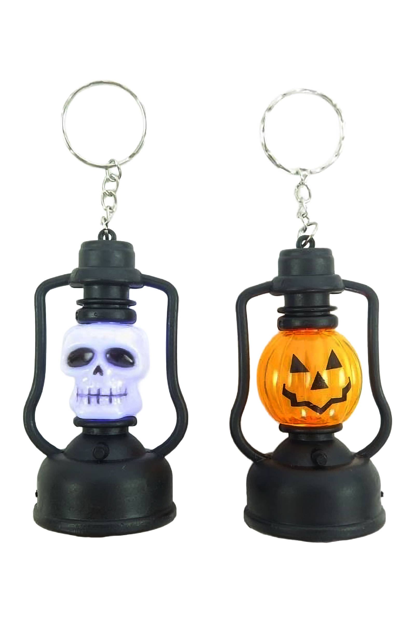 ASSORTED Halloween Skull Pumpkin Led Lantern Key Chain - 24 Pcs for wholesale on Faire1