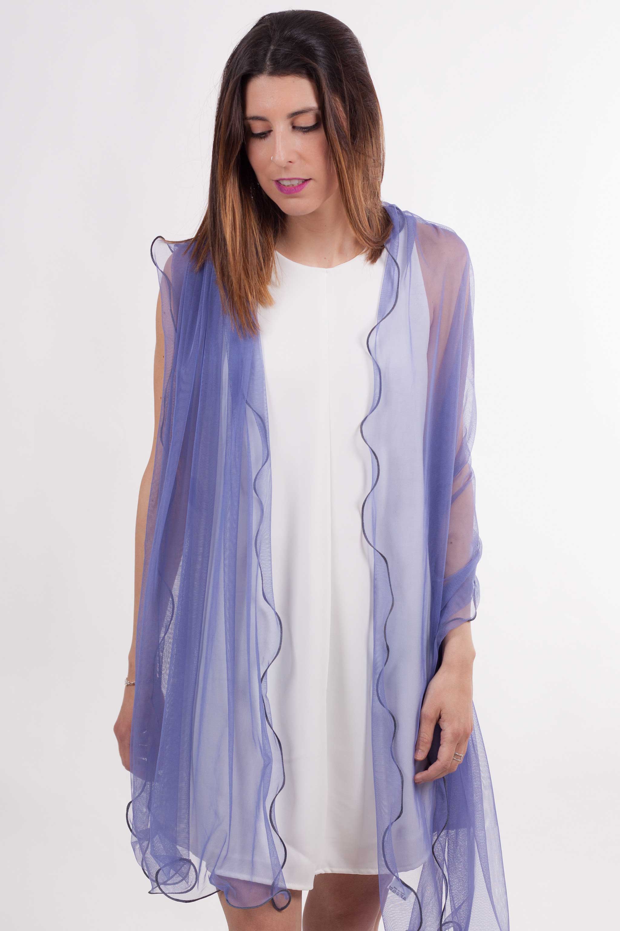 MR Complements - Vente Écharpe – femme - Châle en tulle grande taille aux bords ondulés10